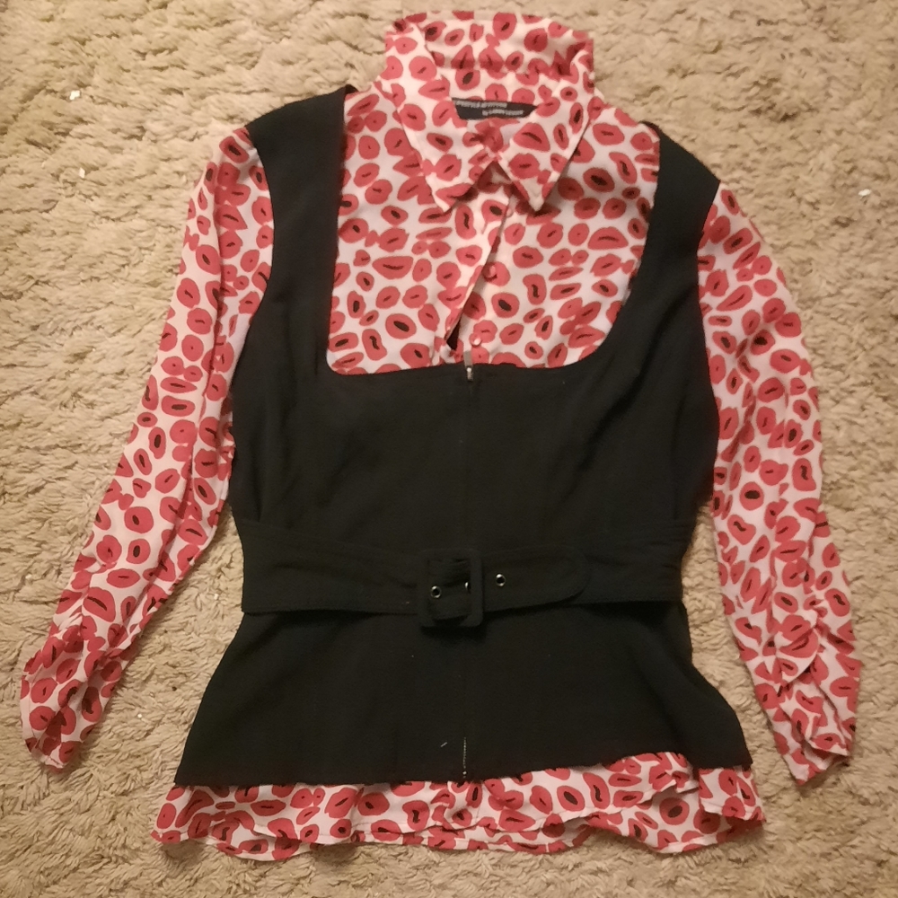 Red and Black Lifestyle Additude Blouse